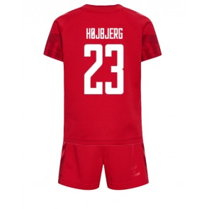 Danmark Pierre-Emile Hojbjerg #23 kläder Barn VM 2022 Hemmatröja Kortärmad (+ korta byxor)